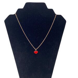 Love Heart Chain Necklace‎ Red Gold Tone Women’s Jewelry Elegant